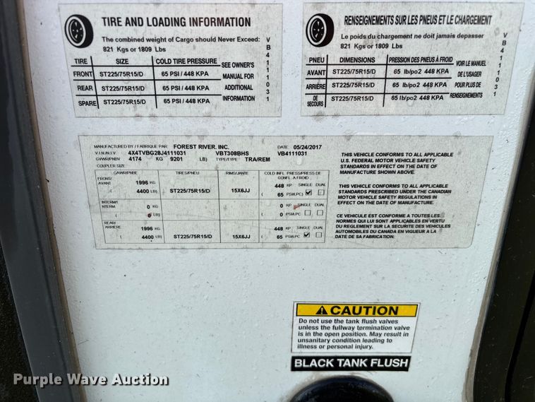 image for item EN5754 2018 Forest River Vibe camper