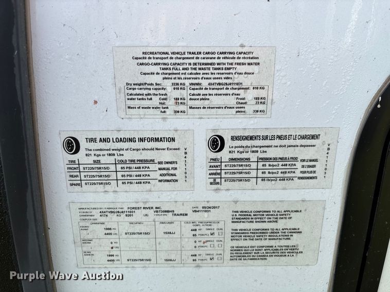 image for item EN5754 2018 Forest River Vibe camper