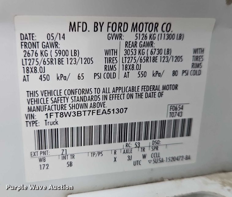 image for item EO4748 2015 Ford F350 Crew Cab pickup truck