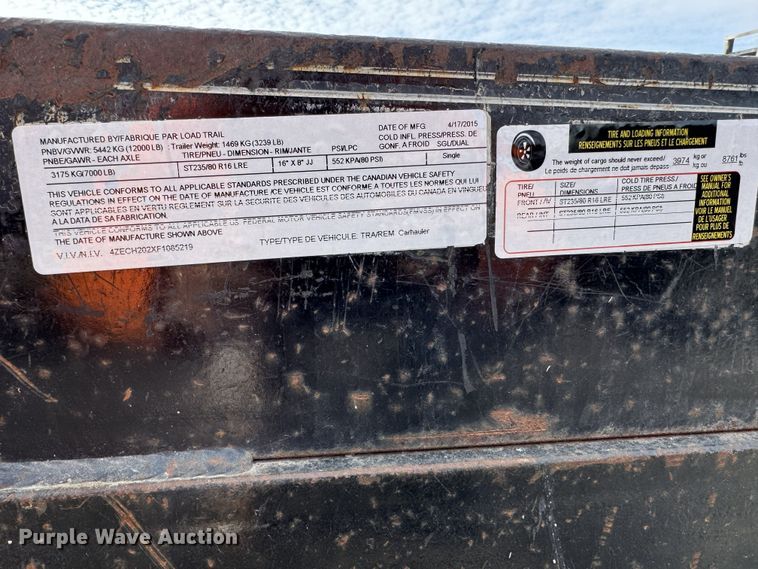 image for item EO4749 2015 Load Trail equipment trailer