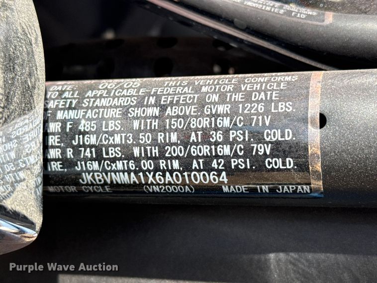 image for item EP0897 2006 Kawasaki Vulcan motorcycle