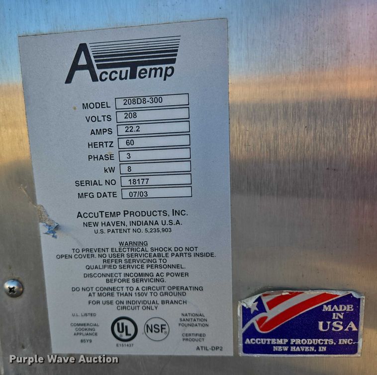 image for item ES2542 (3) Accutemp 208D8-300 Steam'N'Hold steamers