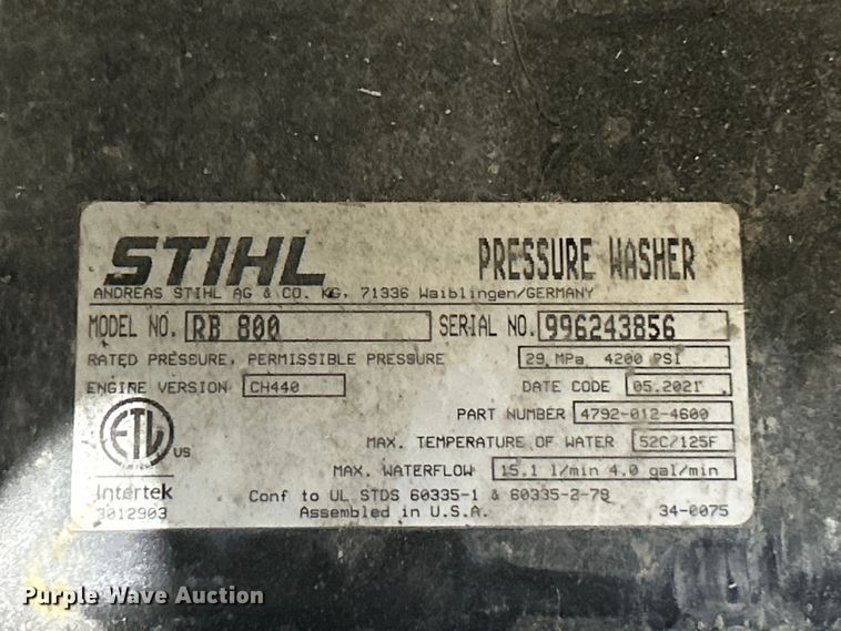 image for item ET6553 Stihl RB 800 pressure washer