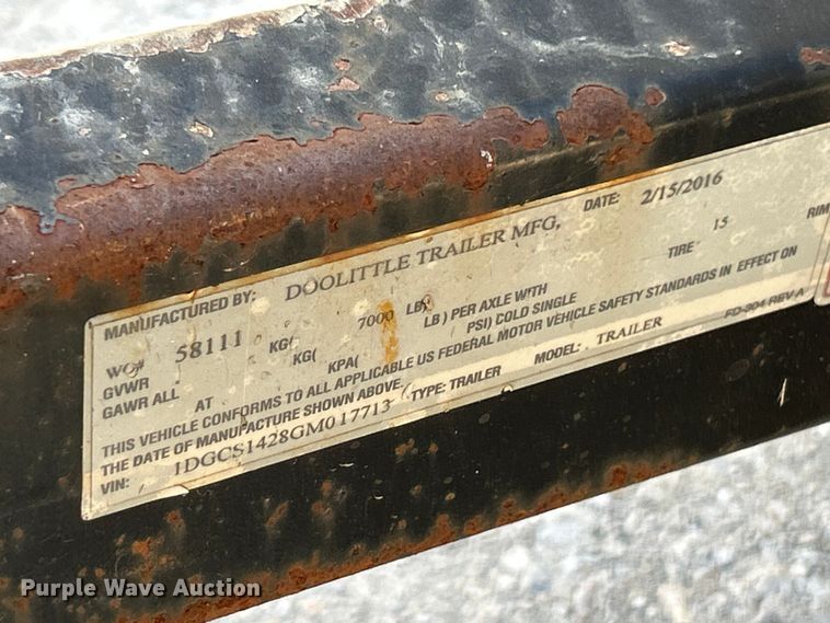 image for item ET6633 2016 Doolittle enclosed cargo trailer