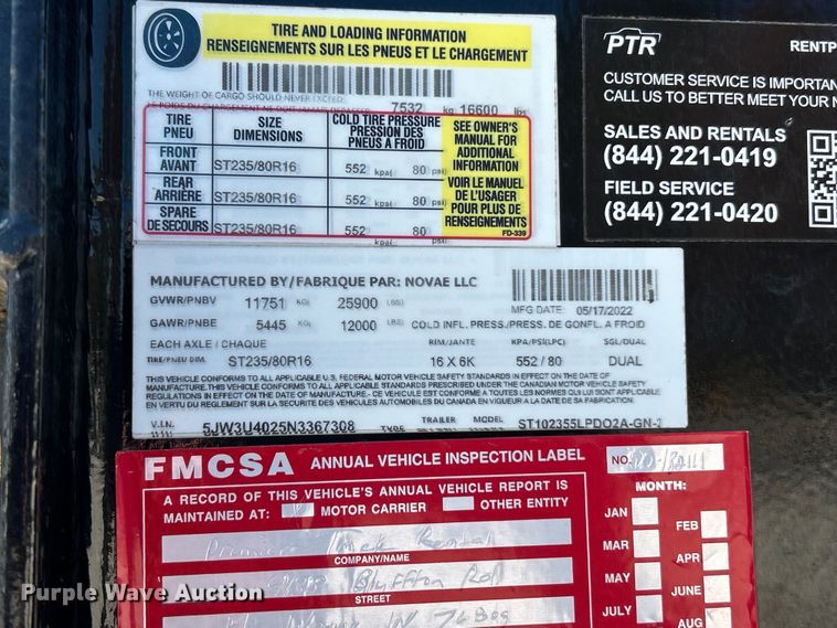 image for item ET6637 2022 Sure Trac ST102355LPDO2A-GN-2 equipment trailer