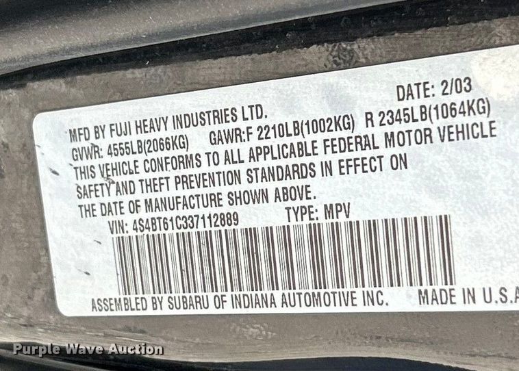 image for item ET6638 2003 Subaru Baja SUV