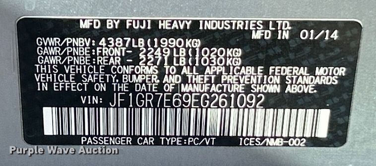 image for item ET6640 2014 Subaru Impreza 