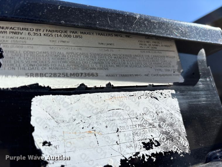 image for item ET7219 2020 Maxey tilt deck utility trailer