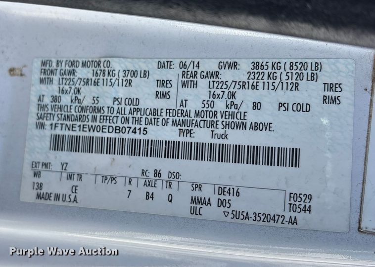 image for item ET7227 2014 Ford E150 van