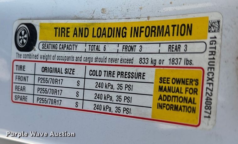 image for item ET7257 2015 GMC Sierra 1500 Double Cab pickup truck