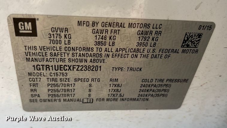 image for item ET7258 2015 GMC Sierra 1500 Double Cab pickup truck