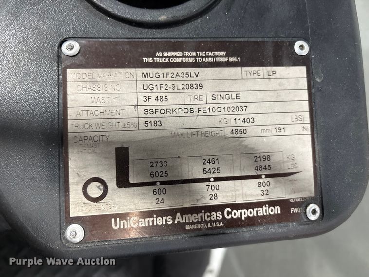 image for item ET8566 2016 UniCarriers PF70 forklift