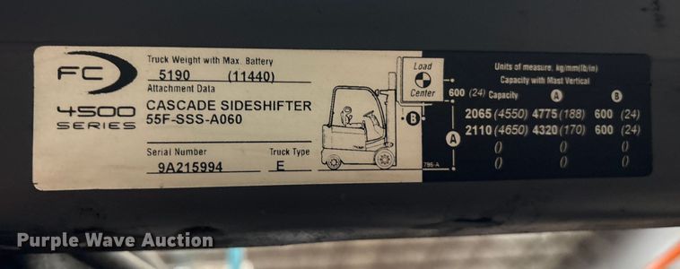image for item ET8600 2015 Crown FC4510-50 forklift