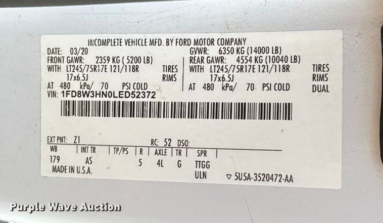 image for item EU5062 2020 Ford F350 Super Duty XL Crew Cab flatbed pickup truck