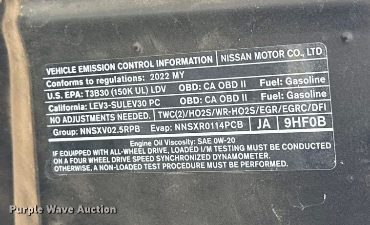 image for item EU5236 2022 Nissan Altima SR 