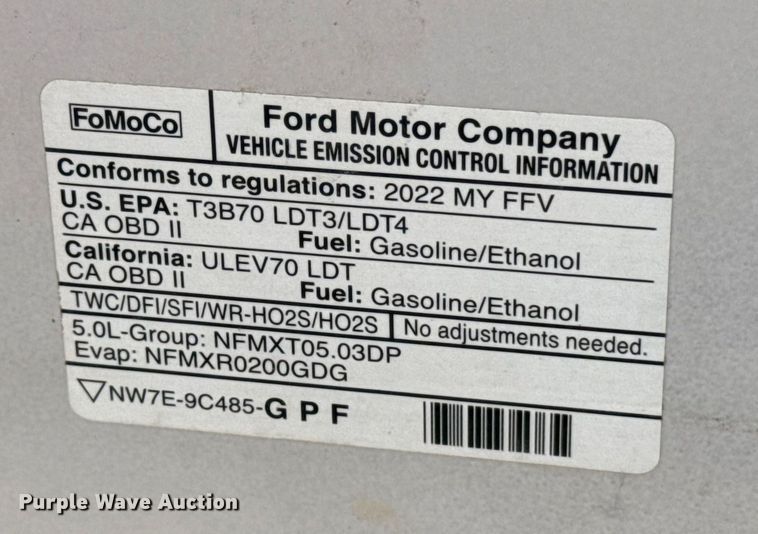 image for item EU5339 2022 Ford F150 SuperCab pickup truck