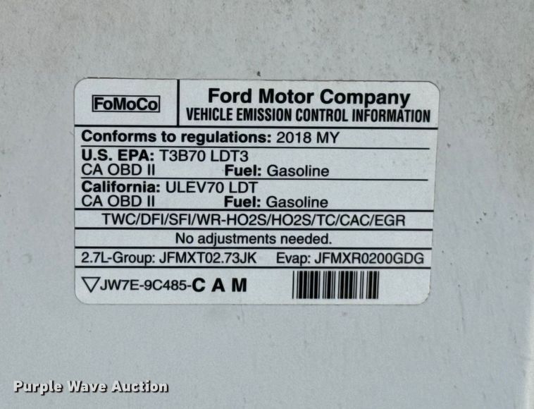 image for item EU5342 2018 Ford F150 SuperCrew pickup truck
