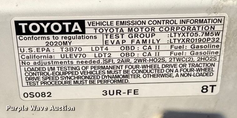 image for item EU5344 2020 Toyota Tundra Double Cab pickup truck