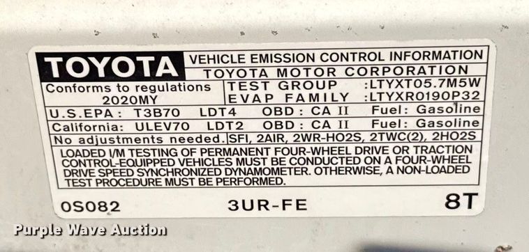 image for item EU5345 2020 Toyota Tundra Double Cab pickup truck