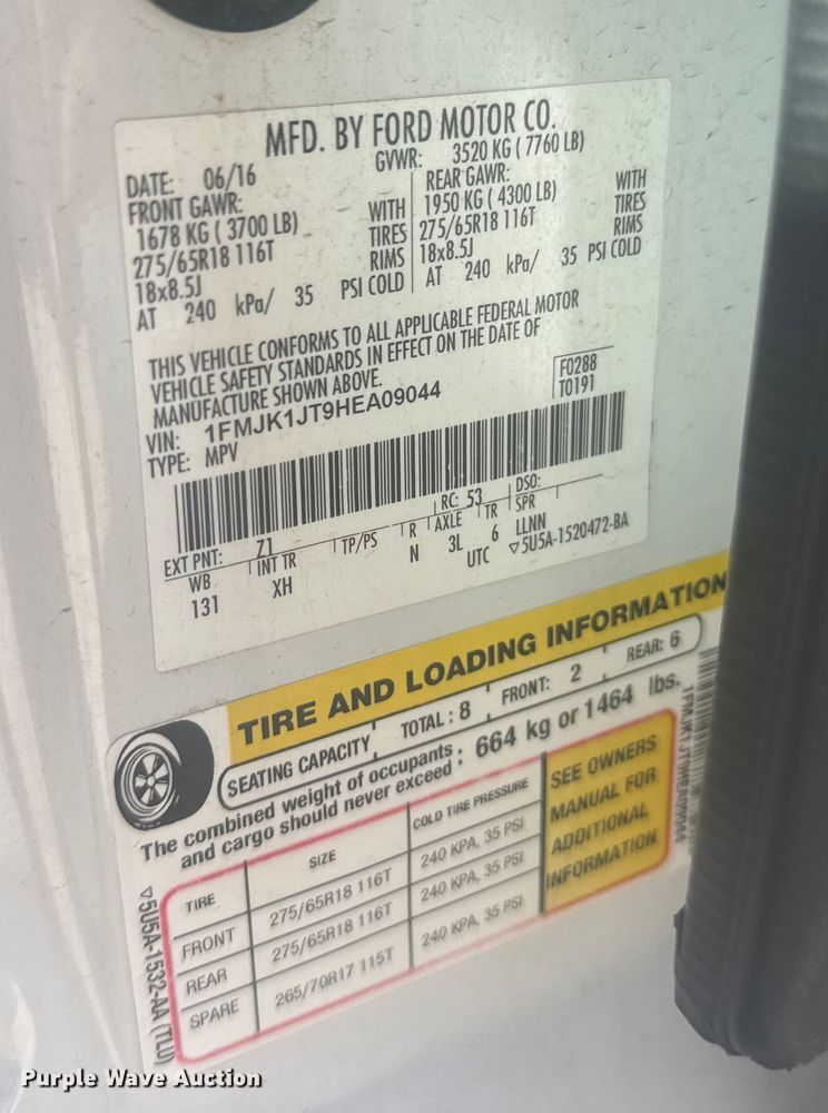 image for item EU6221 2017 Ford Expedition EL SUV