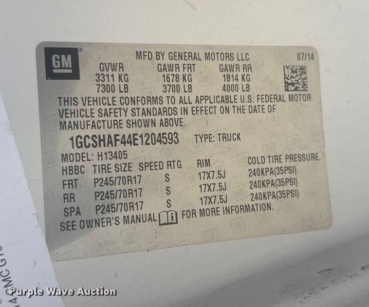 image for item EU6222 2014 Chevrolet Express 1500 van