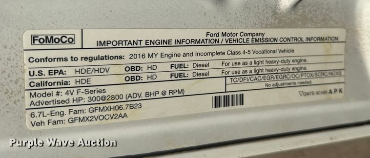 image for item EU6224 2016 Ford F550 Super Duty XL bucket truck