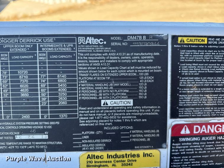 image for item EU6225 2014 Freightliner Business Class M2 digger derrick truck