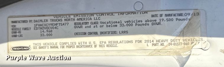 image for item EU6225 2014 Freightliner Business Class M2 digger derrick truck