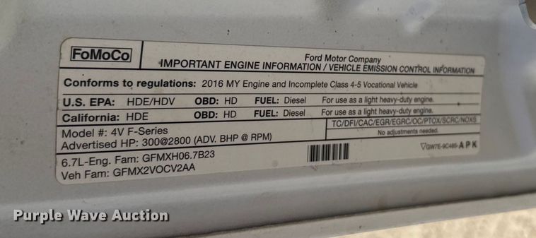 image for item EU6228 2016 Ford F550 Super Duty  bucket truck