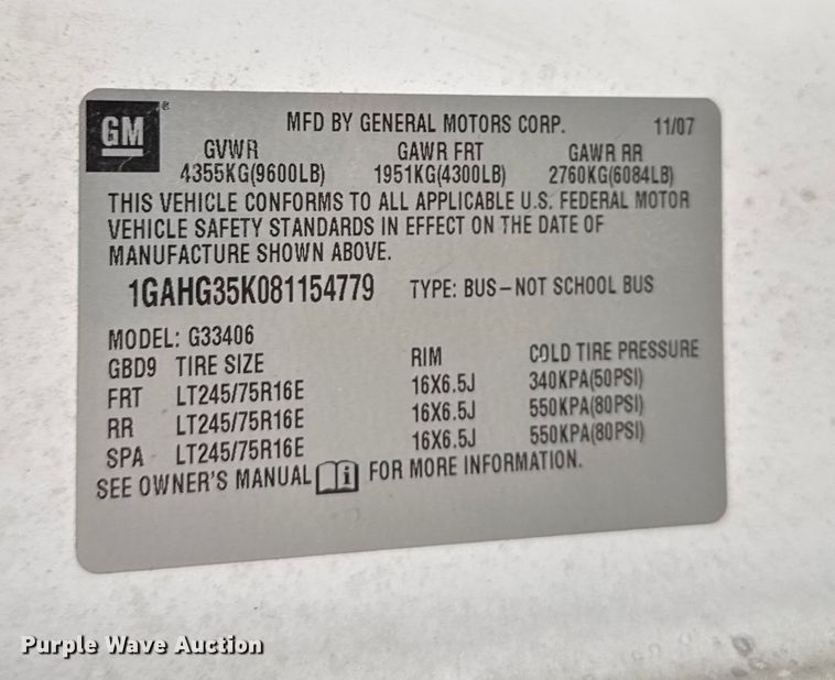 image for item EU6261 2008 Chevrolet Express 