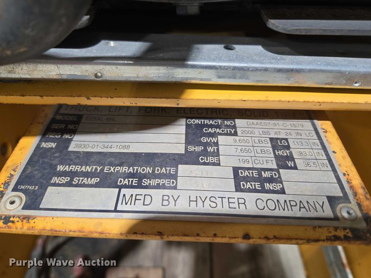 image for item EV2516 2016 Hyster E25XL-MIL forklift