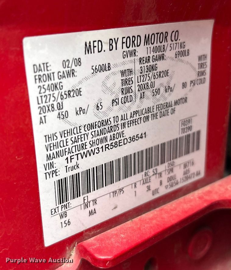 image for item EV2531 2008 Ford F350 Super Duty  Crew Cab pickup truck