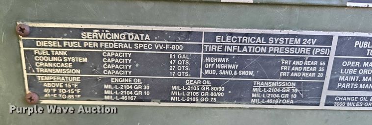 image for item EV2535 1986 AM General M934 flatbed truck