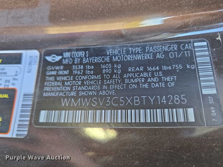 image for item EV2537 2011 Mini Cooper S 