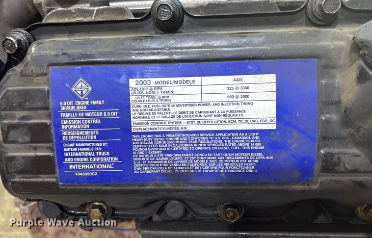 image for item EV2548 2003 International A325  engine with transmission 