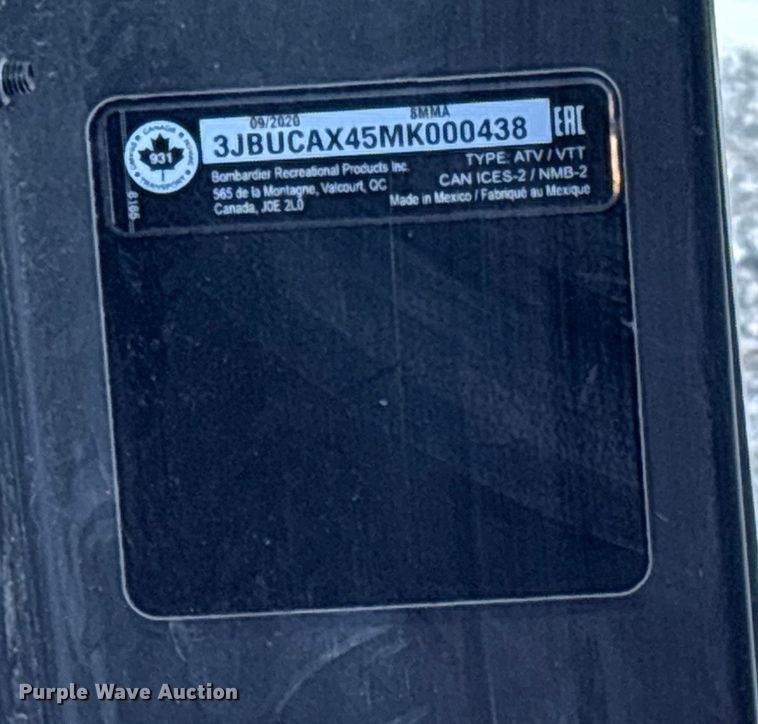 image for item EV2550 2021 Can-Am Defender MAX XT HD10 utility vehicle