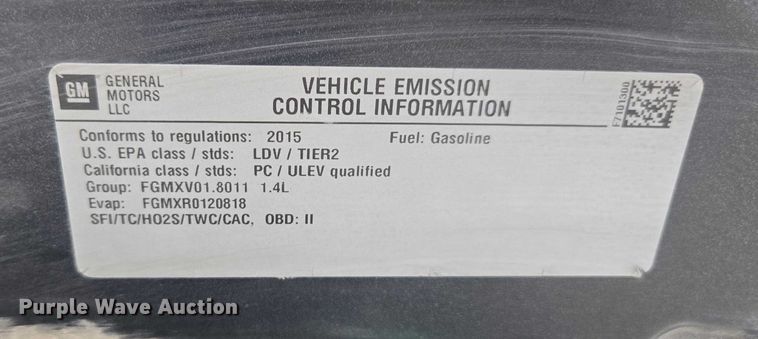 image for item EV5437 2015 Chevrolet Cruze 