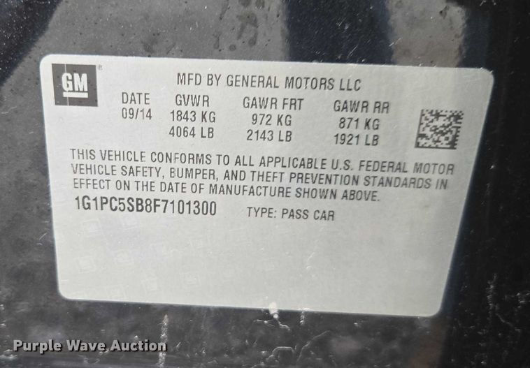 image for item EV5437 2015 Chevrolet Cruze 