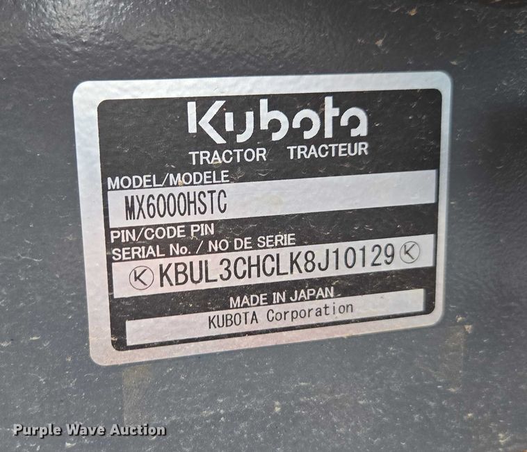 image for item EV5446 2019 Kubota MX6000 MFWD tractor