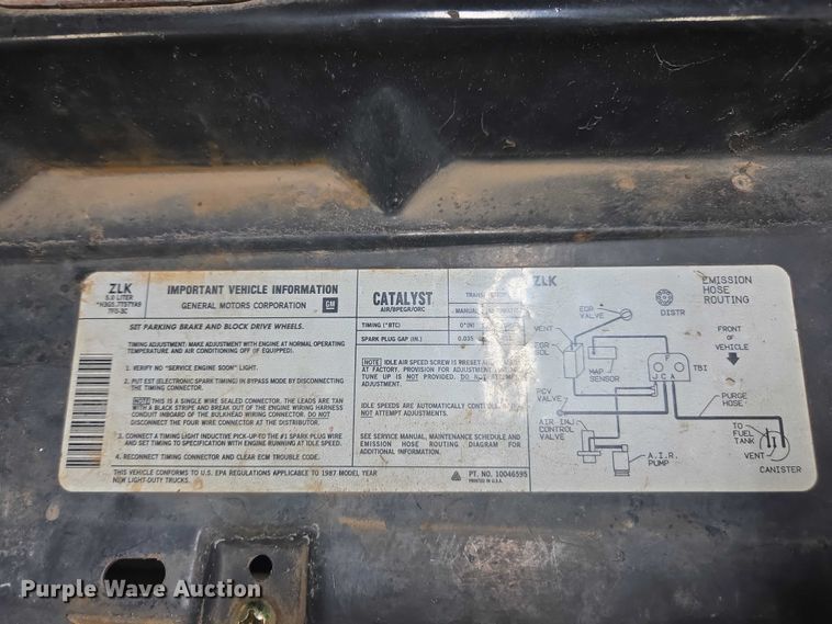 image for item EV5450 1987 Chevrolet K10 pickup truck