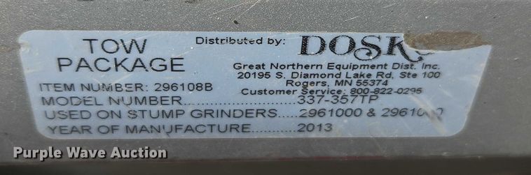 image for item EV5457 2013 Dosko stump grinder