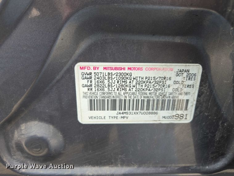 image for item EV5460 2007 Mitsubishi Outlander SUV