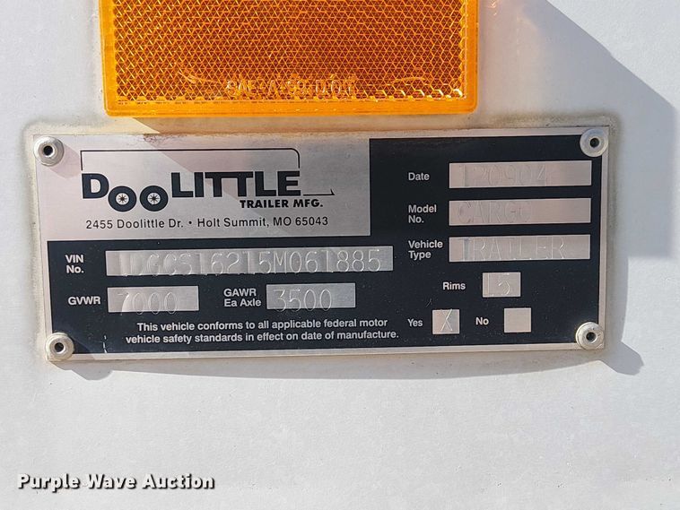 image for item FB4509 2005 Doo-Little enclosed cargo trailer