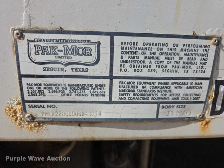 image for item FI0608 2015 Freightliner Business Class M2 refuse truck