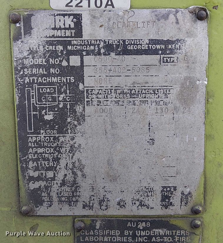 image for item FK0532 Clark C500-40 forklift