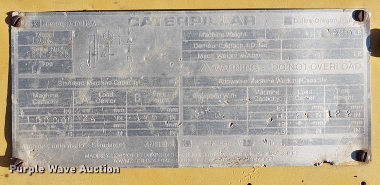 image for item FK0535 Caterpillar T100C forklift