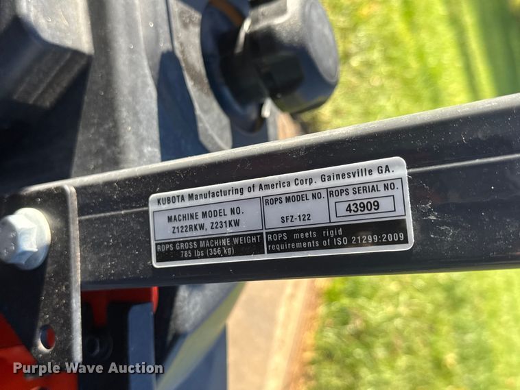 image for item NA9851 Kubota Z231KW ZTR lawn mower