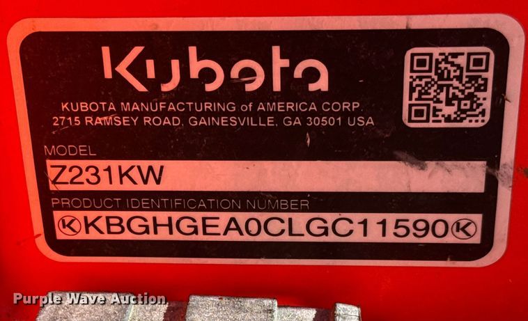 image for item NA9851 Kubota Z231KW ZTR lawn mower