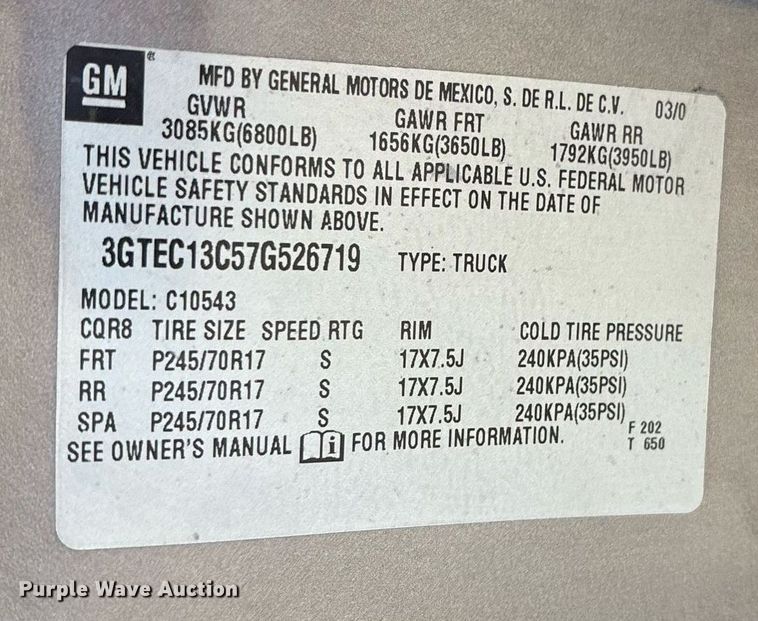 image for item OB9457 2007 GMC Sierra 1500 Crew Cab pickup truck