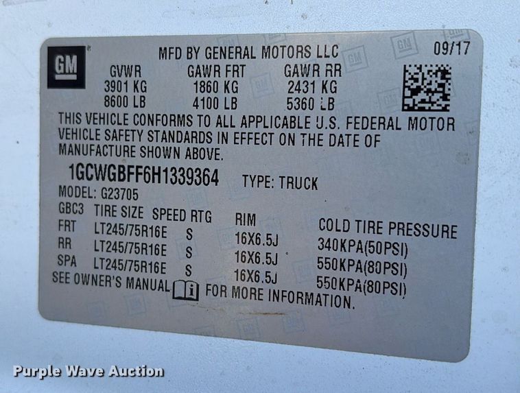 image for item OB9621 2017 Chevrolet Express 2500 van